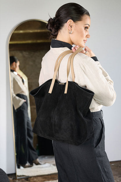 Andie Suede Tote Bag - Black - Eadie Lifestyle