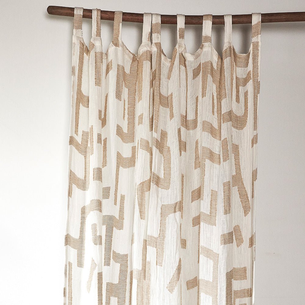Antico Sheer Linen Curtain  - White/Natural - Eadie Lifestyle