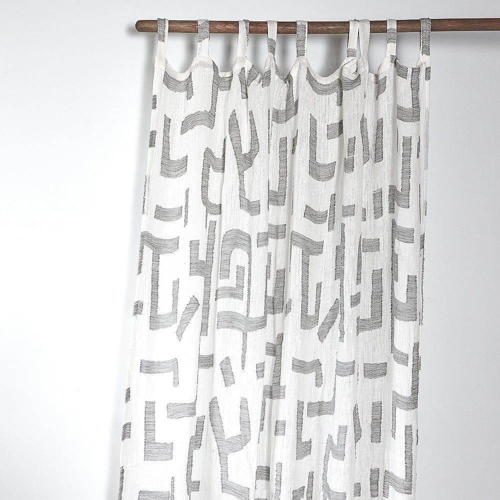Antico Sheer Linen Curtain  - White/Slate - Eadie Lifestyle