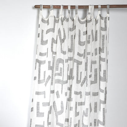 Antico Sheer Linen Curtain  - White/Slate - Eadie Lifestyle
