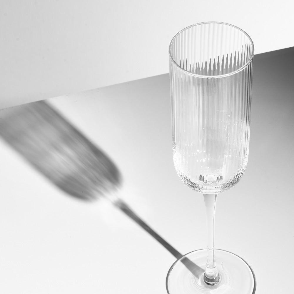 Atticus Ribbed Champagne Glass (S4) - Clear - Eadie Lifestyle