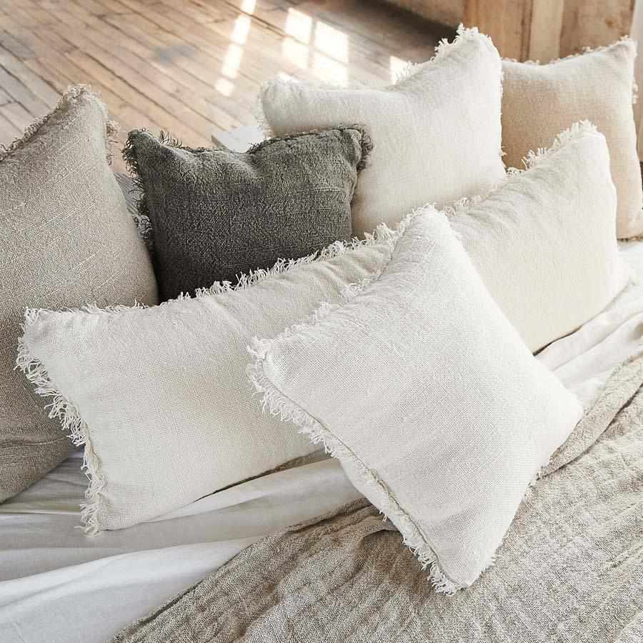 Lumbar Pillow Large White Throw Pillows For Bed Ivory Bedouin Linen Long Lumbar Ivory – Eadie Lifestyle