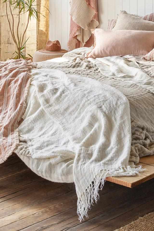 Bedouin Over Sized Linen Throw - Ivory - Eadie Lifestyle