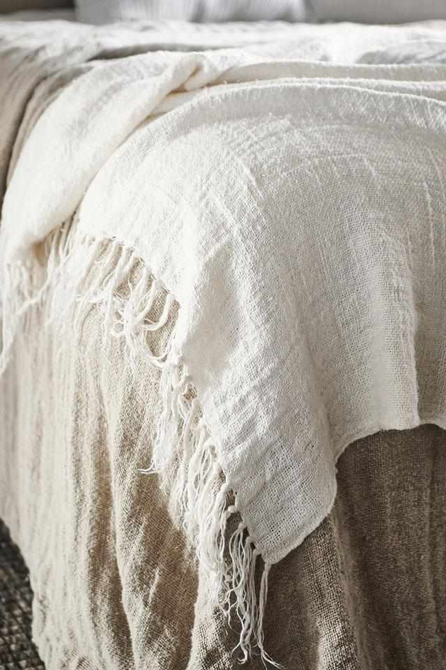 Bedouin Over Sized Linen Throw - Ivory - Eadie Lifestyle