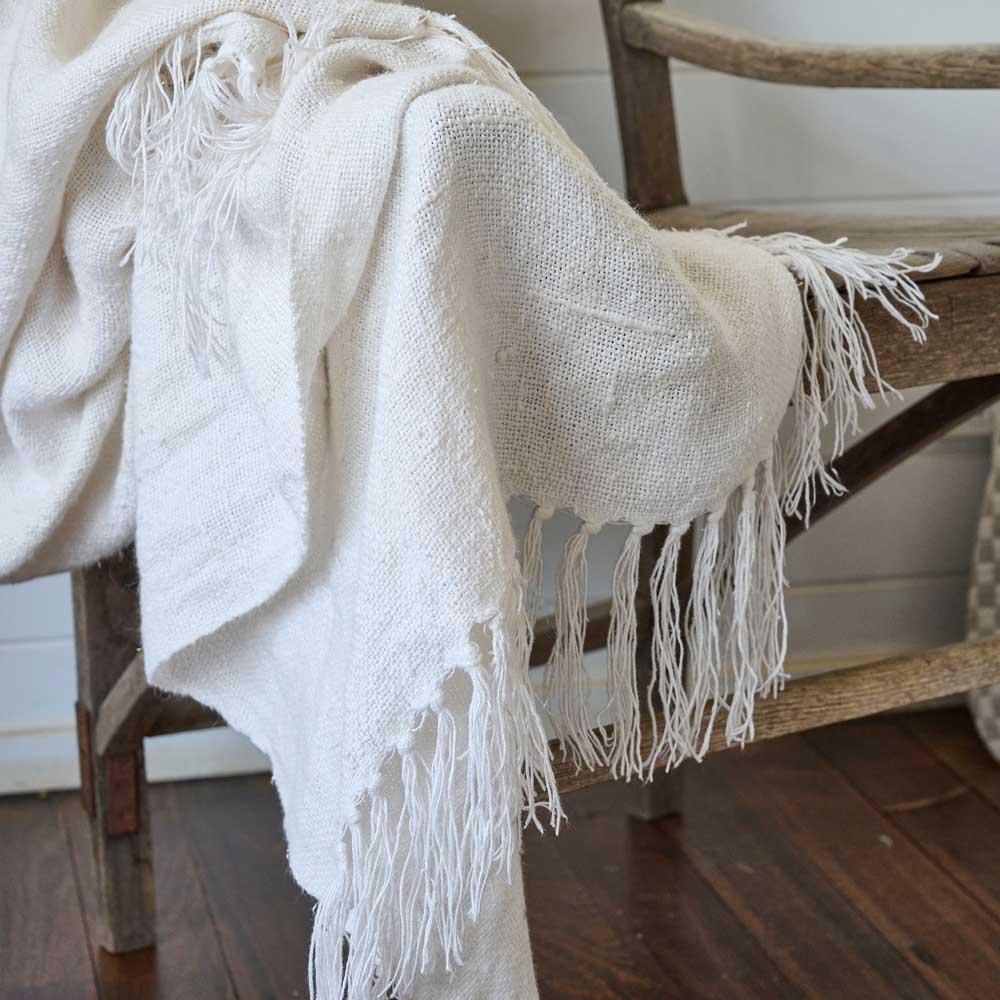 Bedouin Over Sized Linen Throw - Ivory - Eadie Lifestyle