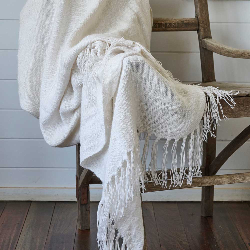 Bedouin Over Sized Linen Throw - Ivory - Eadie Lifestyle