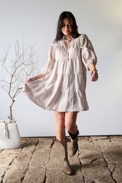 Palazzo Linen Dress - Natural – Eadie Lifestyle