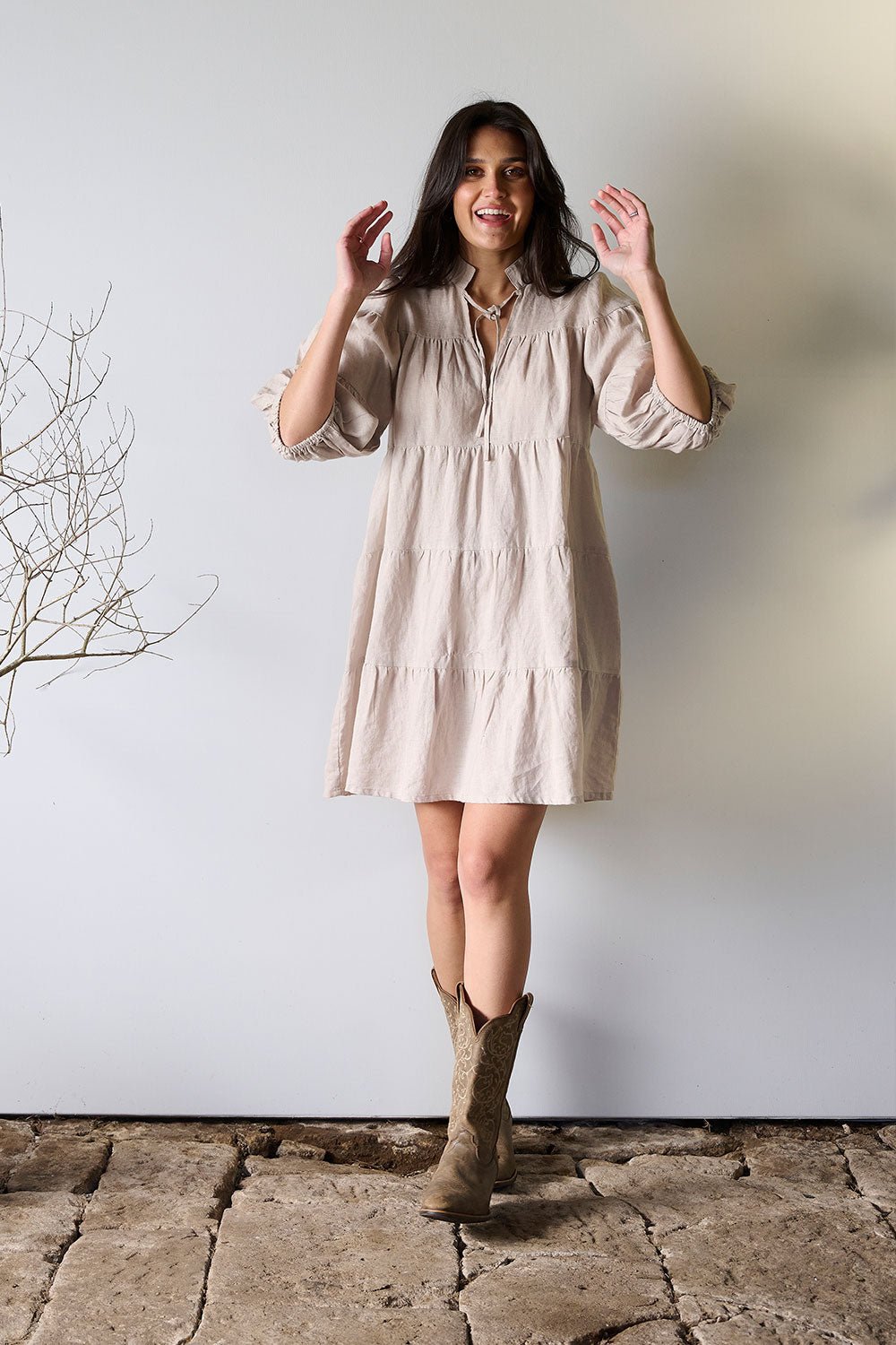 Bella Linen Dress - Natural - Eadie Lifestyle