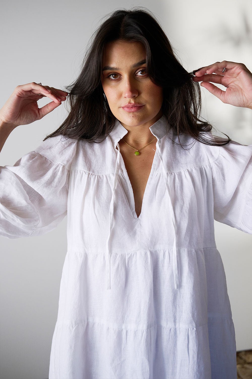 Bella Linen Dress - White - Eadie Lifestyle