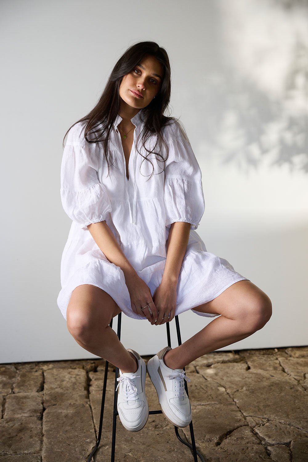 Bella Linen Dress - White - Eadie Lifestyle