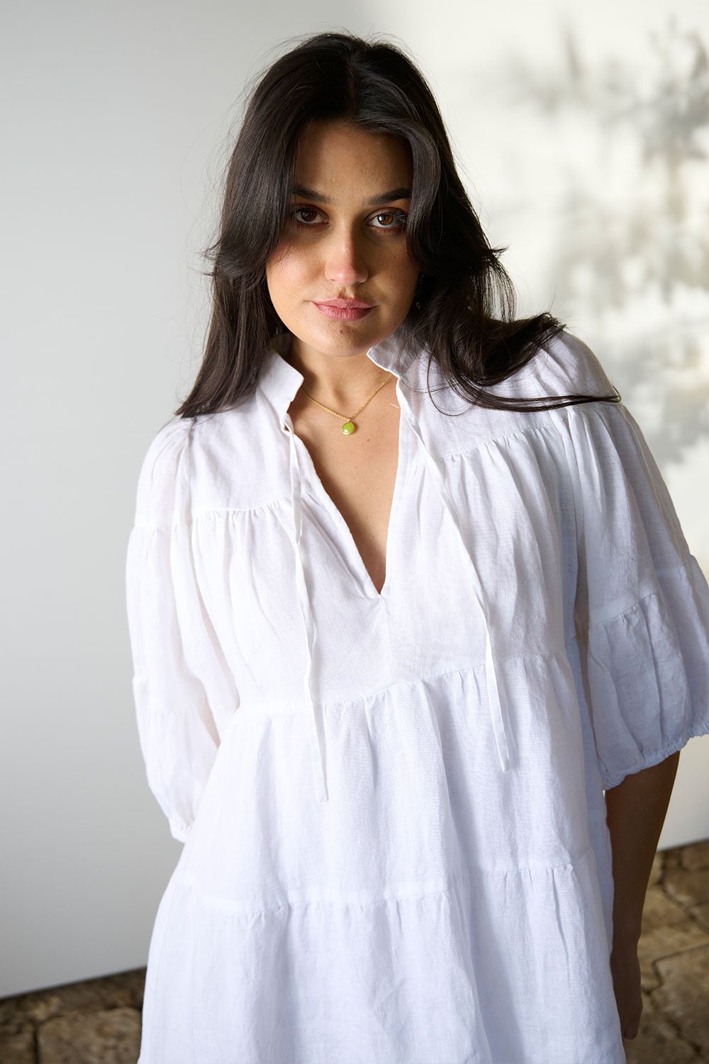 Bella Linen Dress - White - Eadie Lifestyle