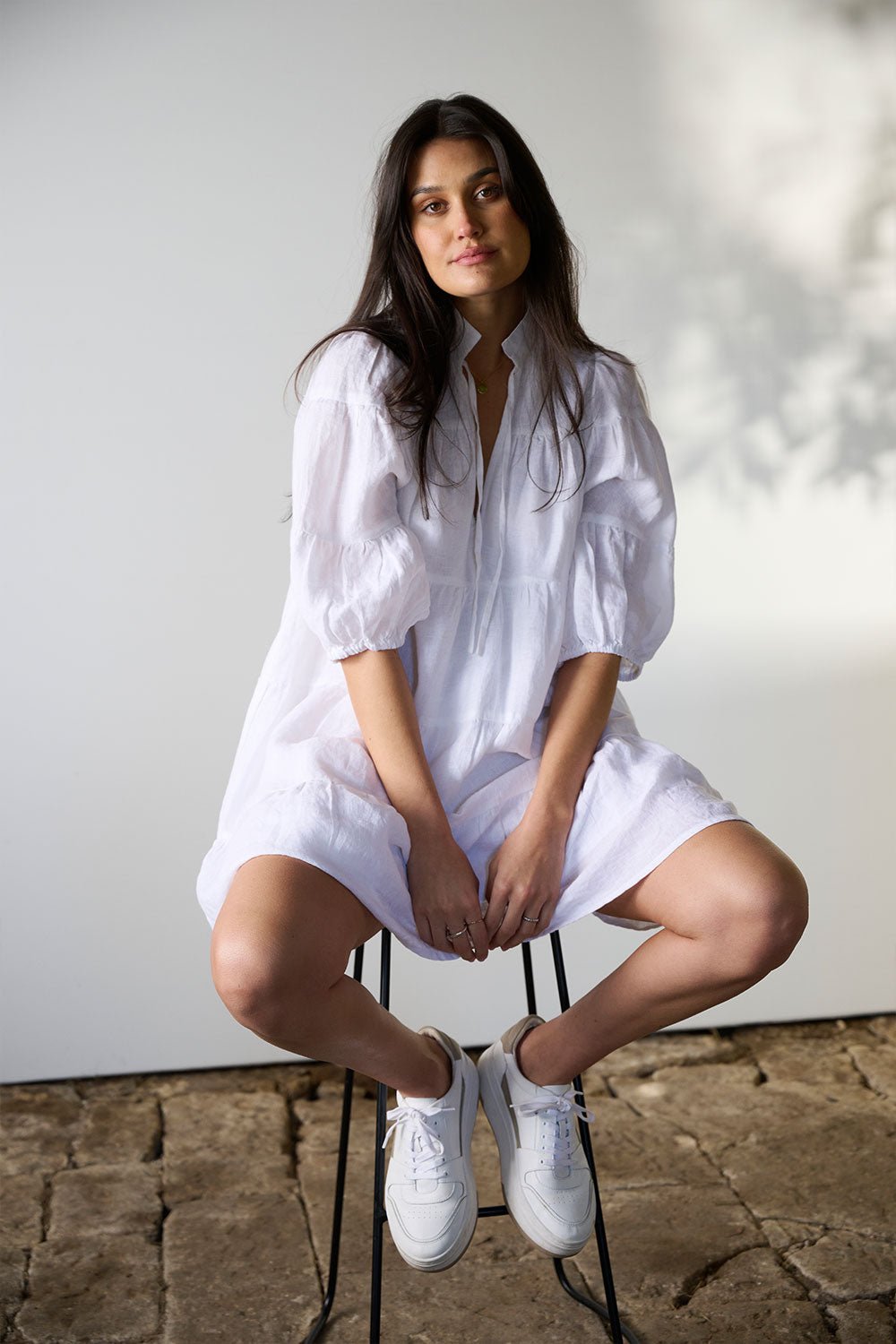 Bella Linen Dress - White - Eadie Lifestyle