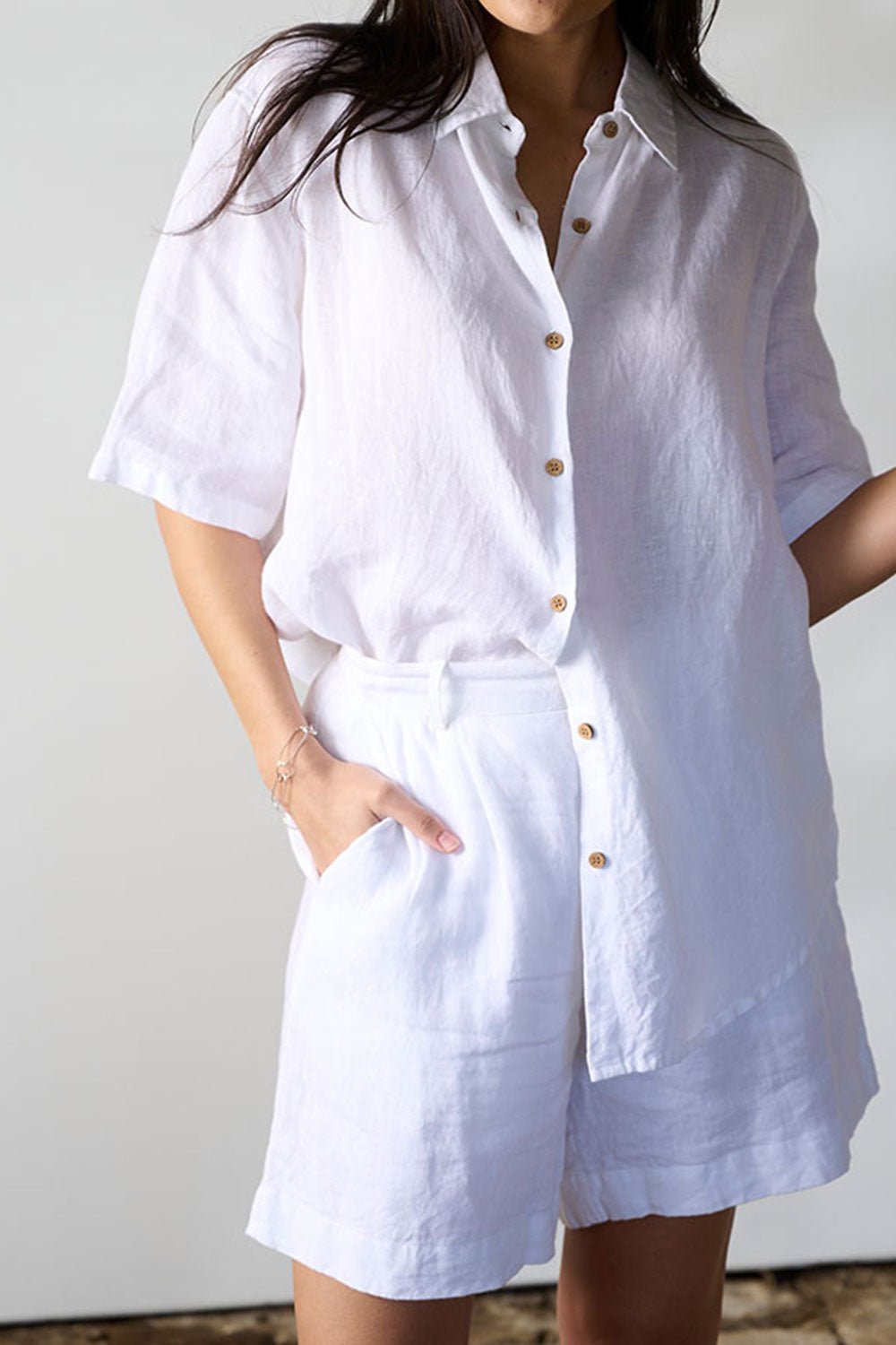 Capri Linen Shirt - White - Eadie Lifestyle
