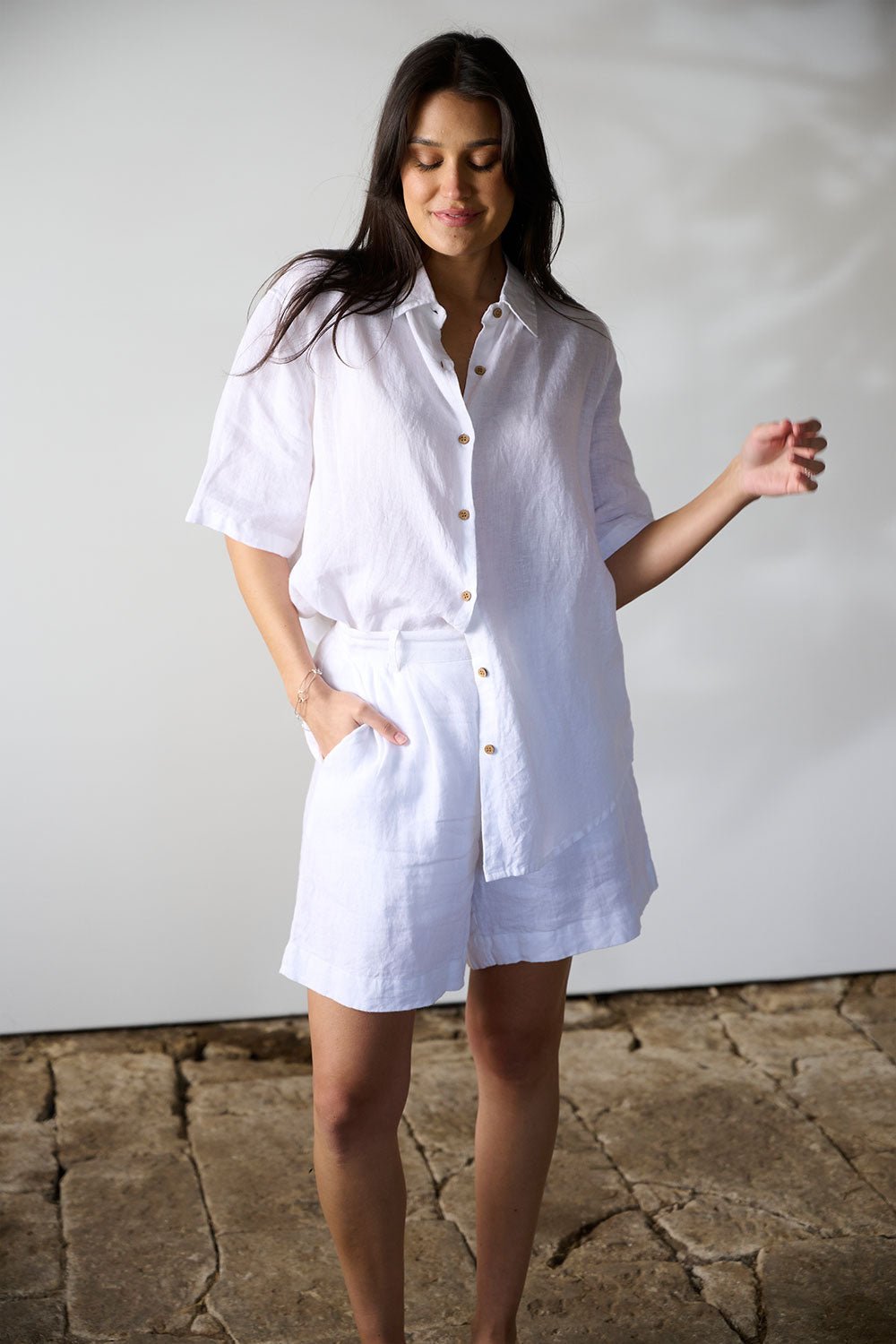 Capri Linen Shirt - White - Eadie Lifestyle