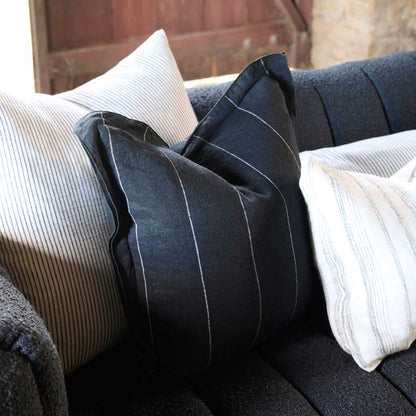 Carter Linen Cushion - Black w&