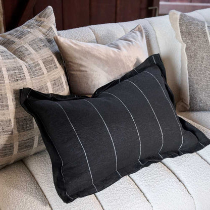 Carter Linen Cushion - Black w&