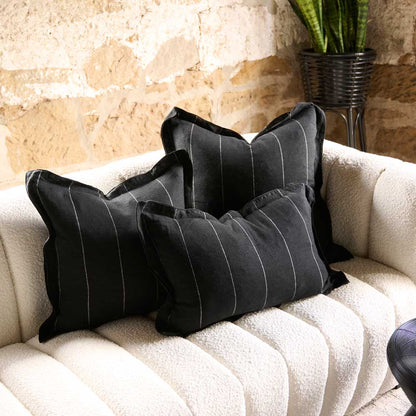 Carter Linen Cushion - Black w&