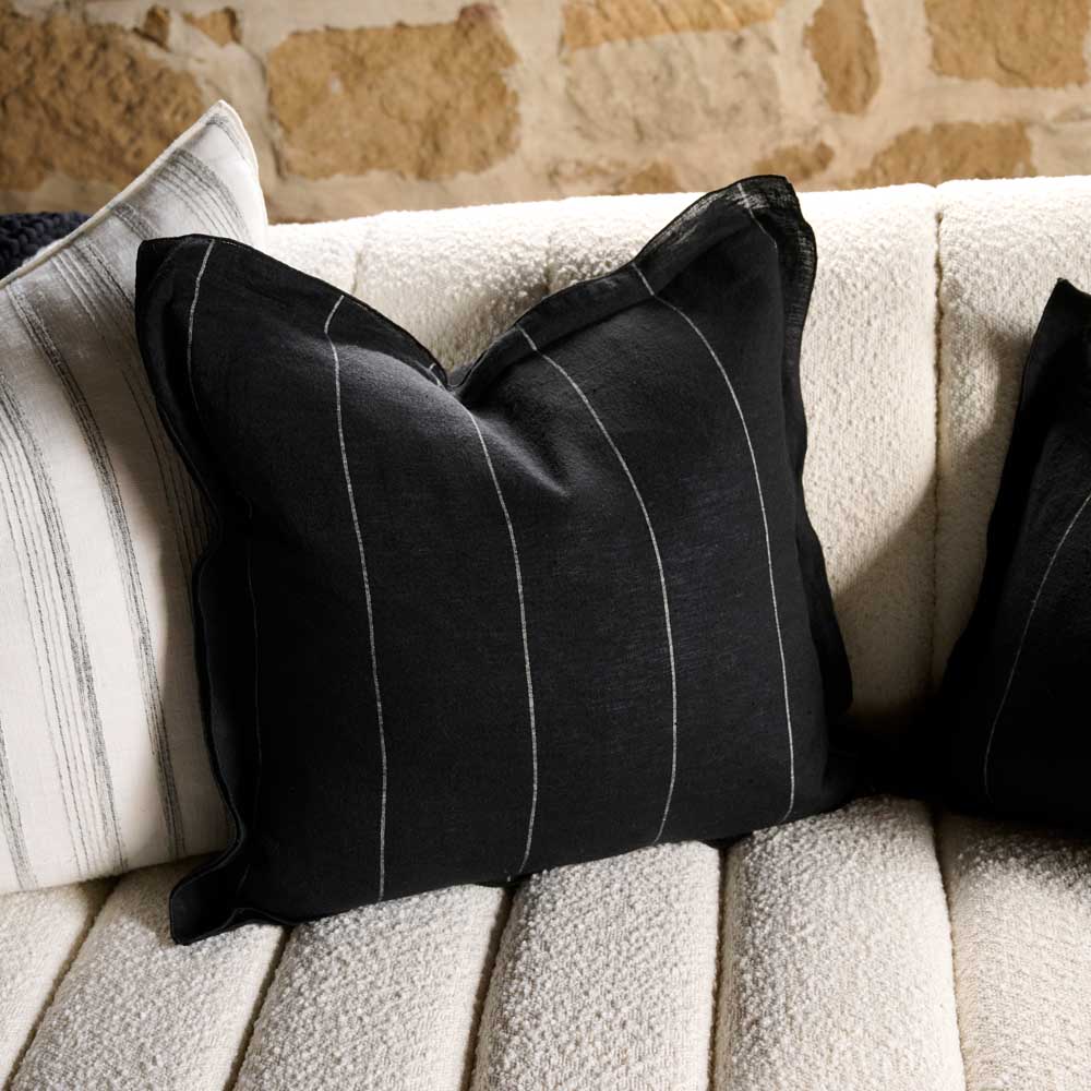 Carter Linen Cushion - Black w&