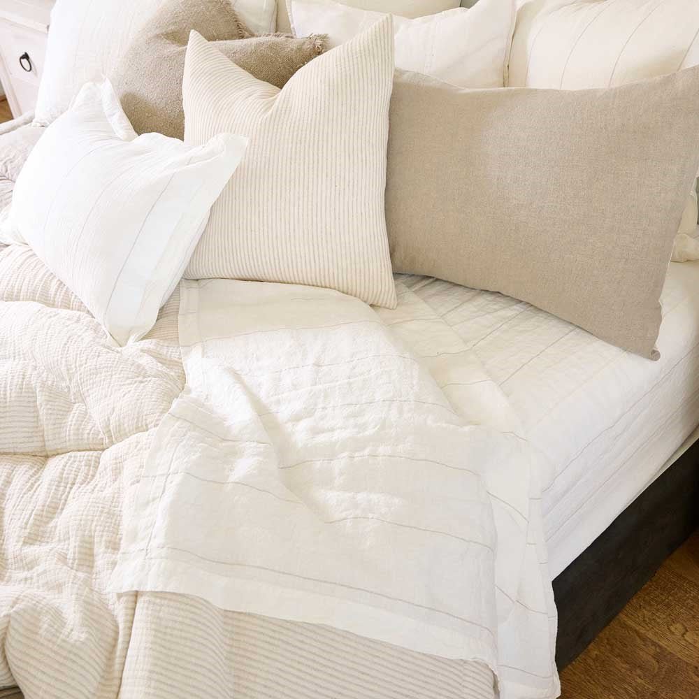 Carter Linen Pillowcase Set - White w&