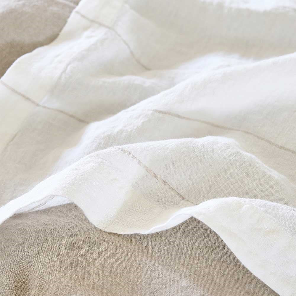 Carter Linen Quilt Cover w/buttons - White w&