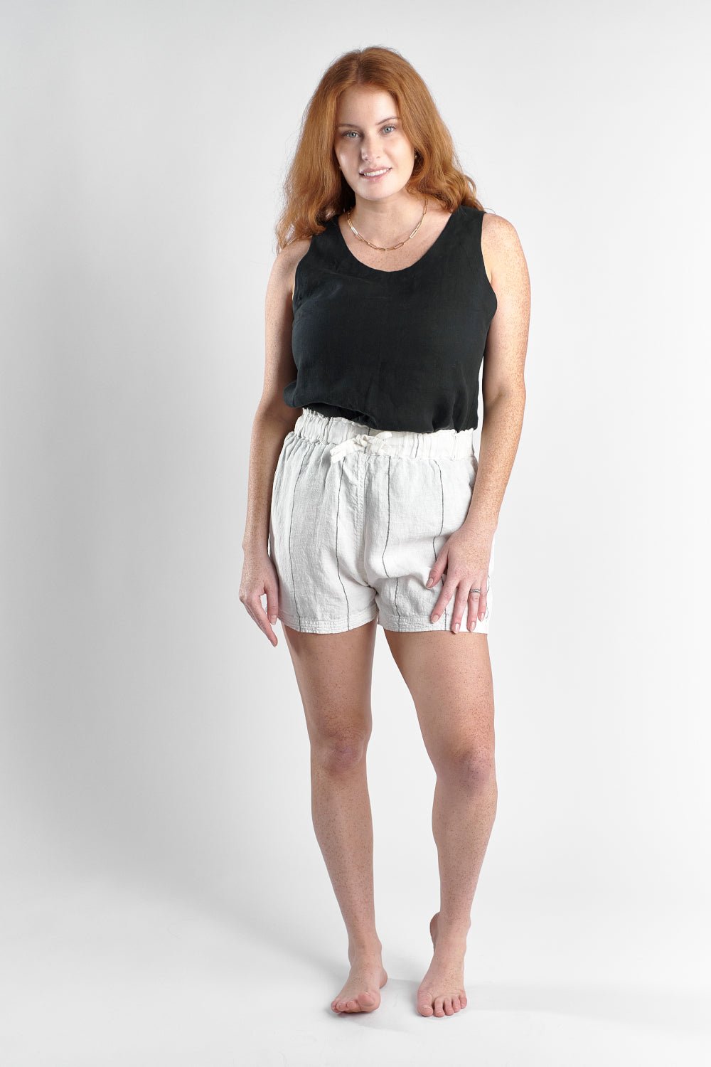 Carter Linen Shorts - White w&
