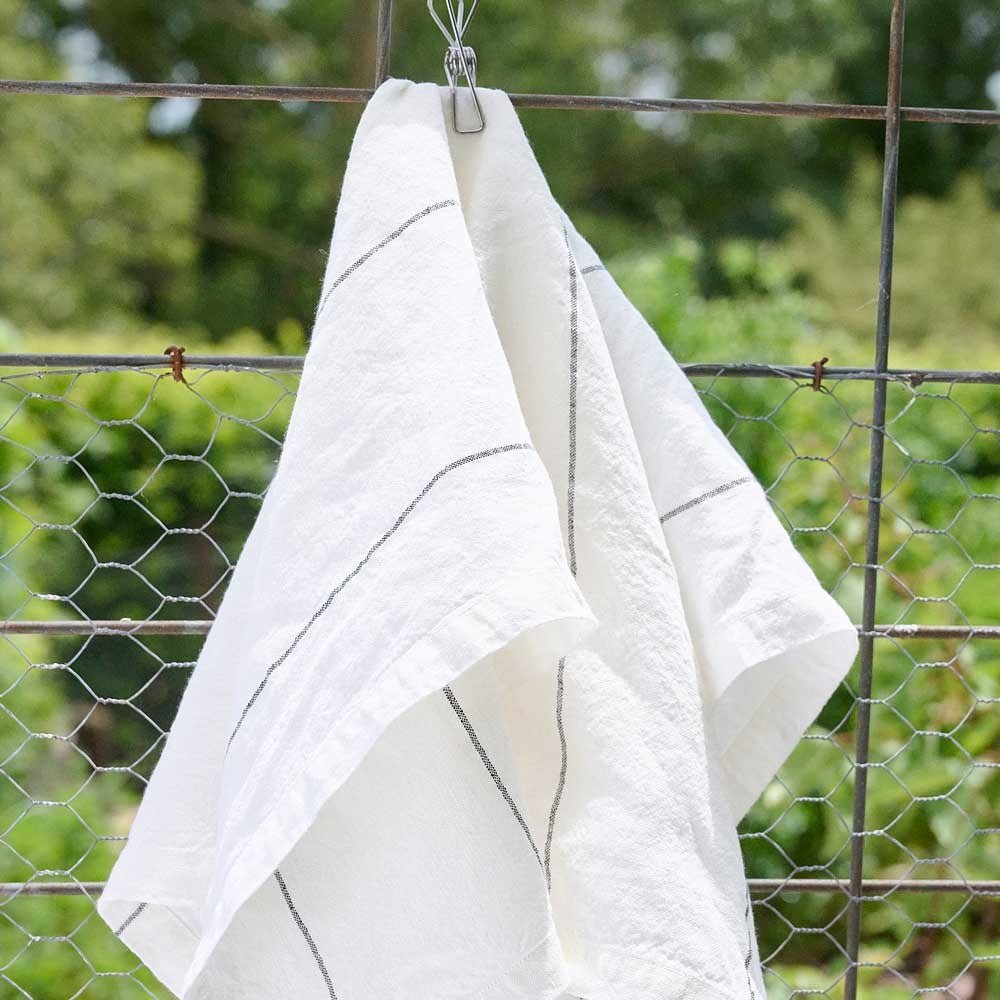 Carter Linen Tea Towel (Set of Two) - White w&