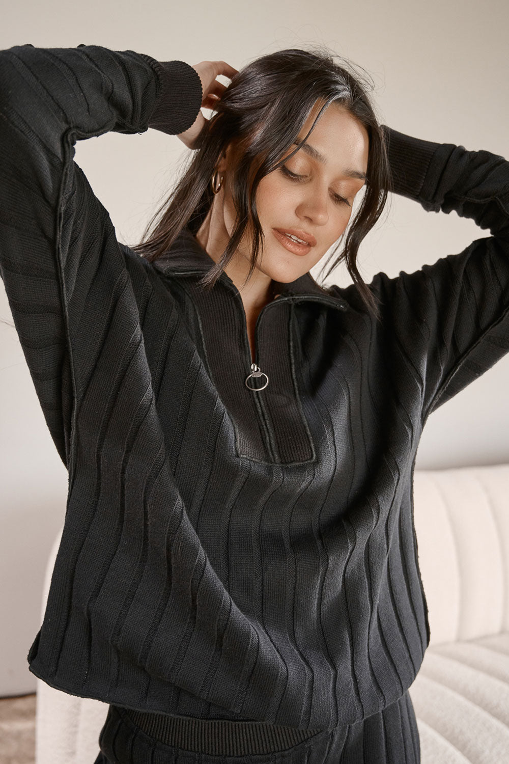 Catalina Zip Sweater - Black - Eadie Lifestyle