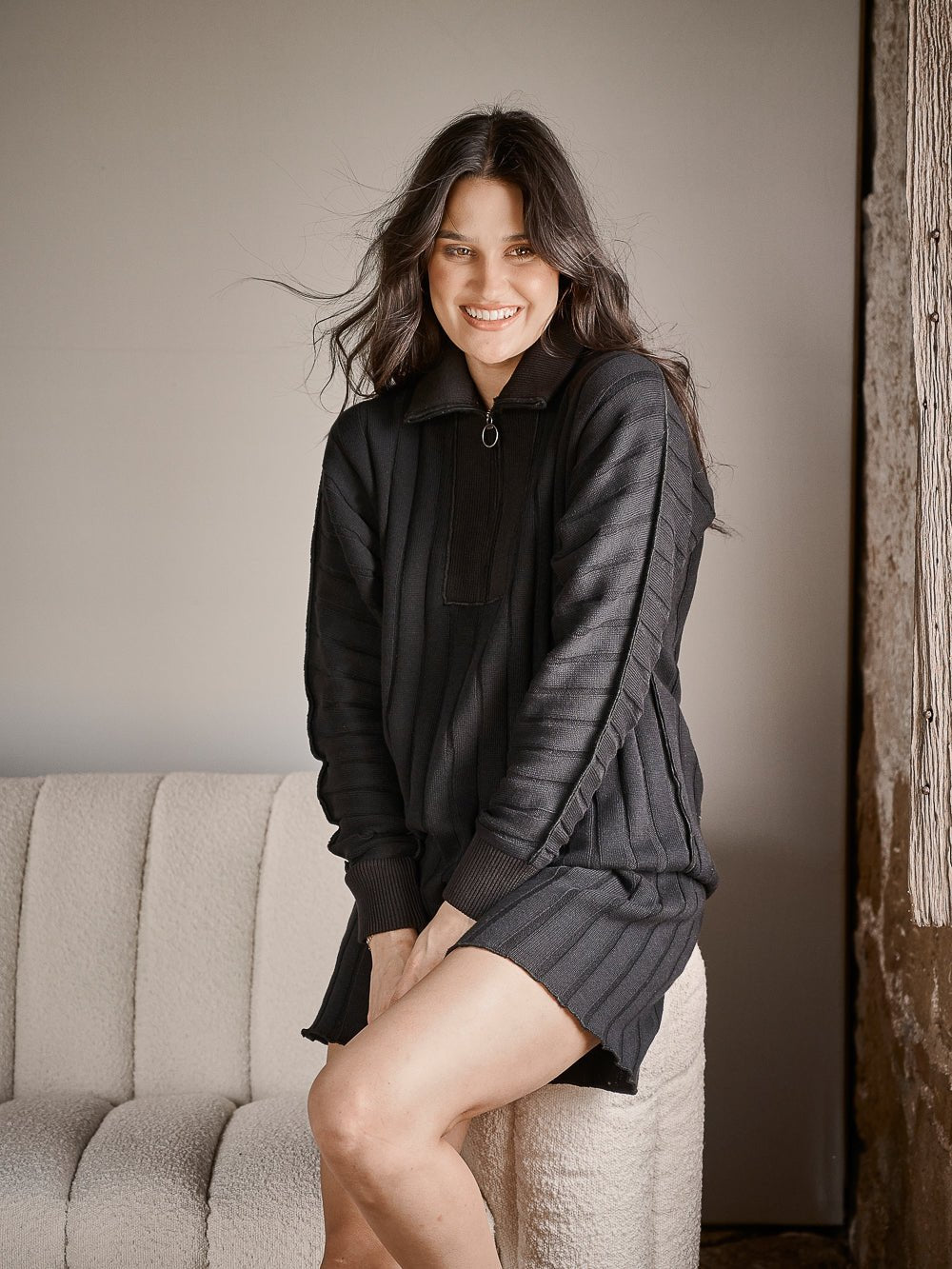 Catalina Zip Sweater - Black - Eadie Lifestyle