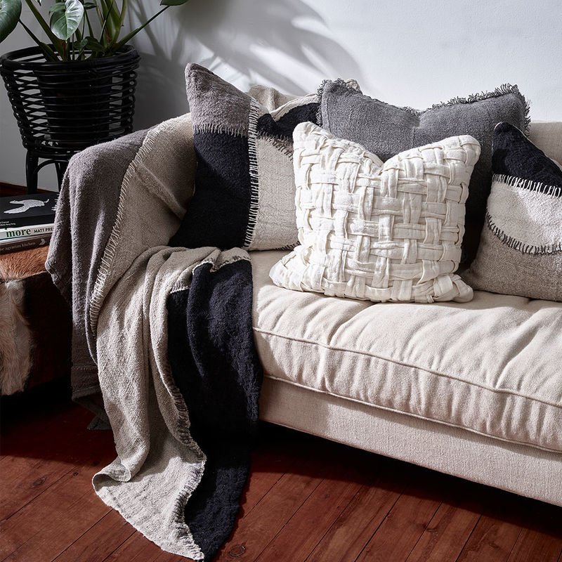 Crosier Handwoven Linen Cushion - Natural - Eadie Lifestyle