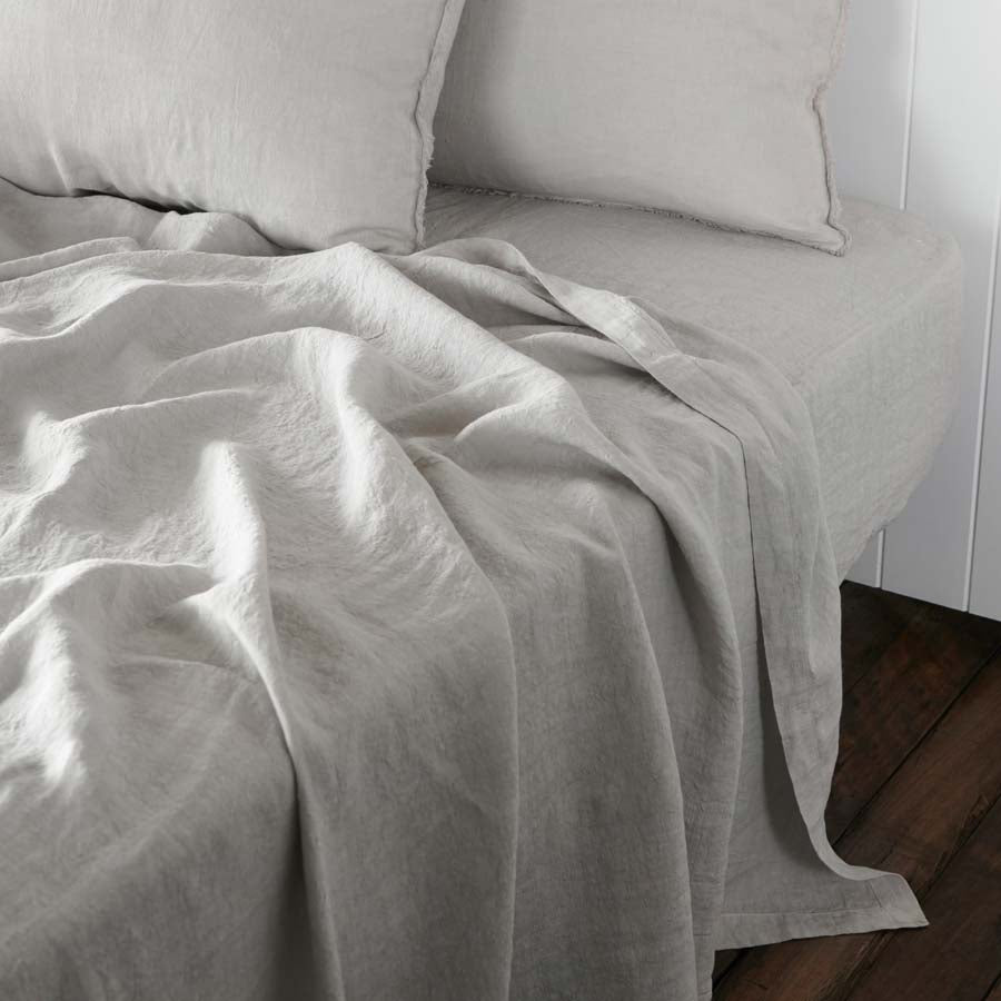 French Linen Fitted Sheet - Silver Grey - Eadie Lifestyle