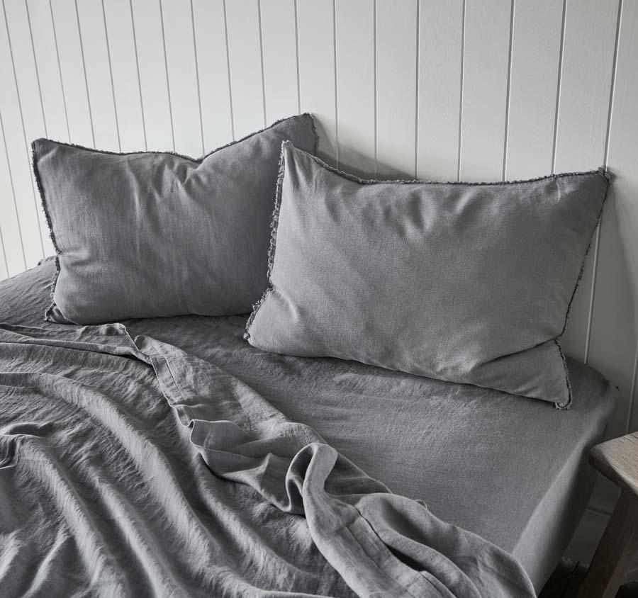 French Linen Fitted Sheet - Slate - Eadie Lifestyle