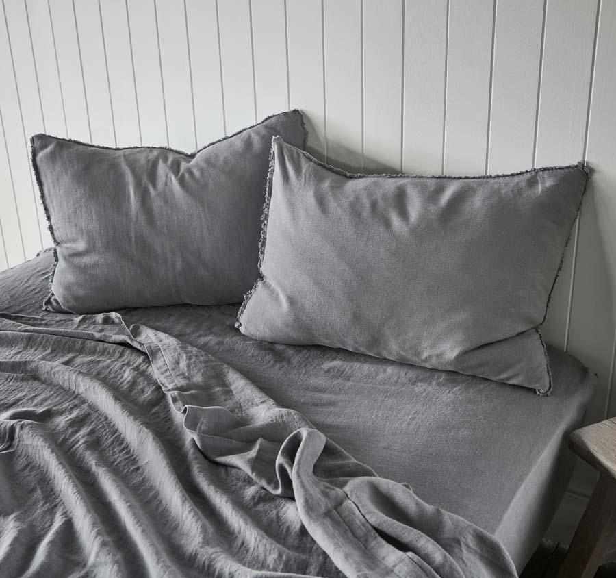 French Linen Flat Sheet - Slate - Eadie Lifestyle