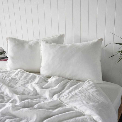 French Linen Quilt Cover - White - Eadie Lifestyle