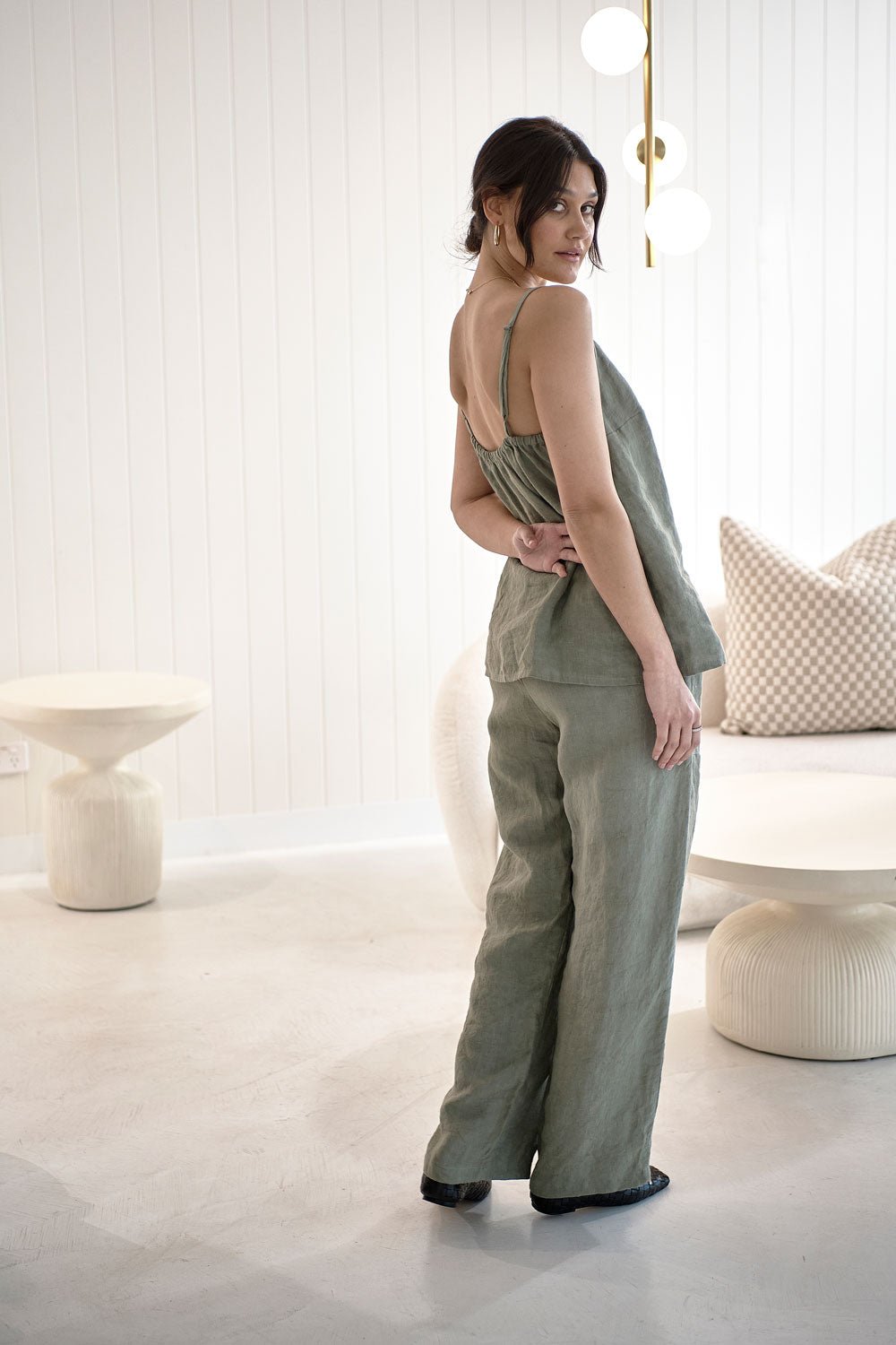 Fundamental Linen Cami - Pistachio - Eadie Lifestyle