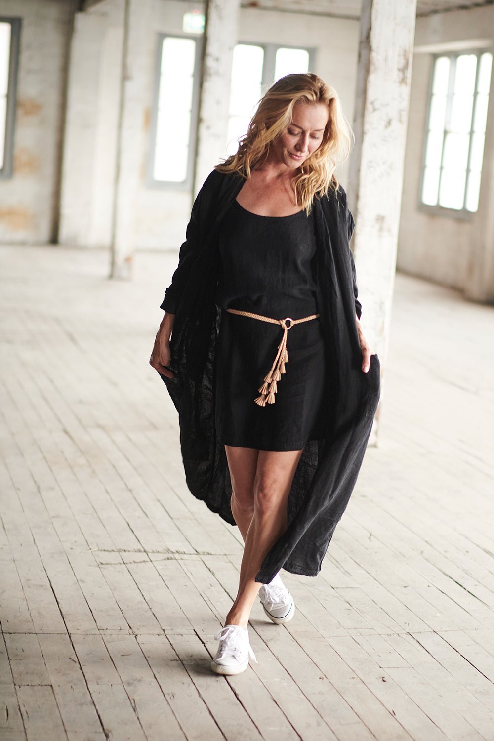 Fundamental Linen Robe - Black  - Eadie Lifestyle