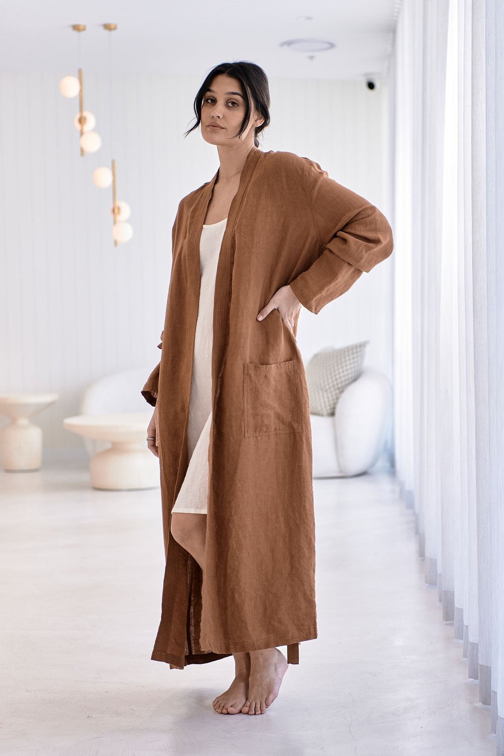 Fundamental Linen Robe - Nutmeg - Eadie Lifestyle
