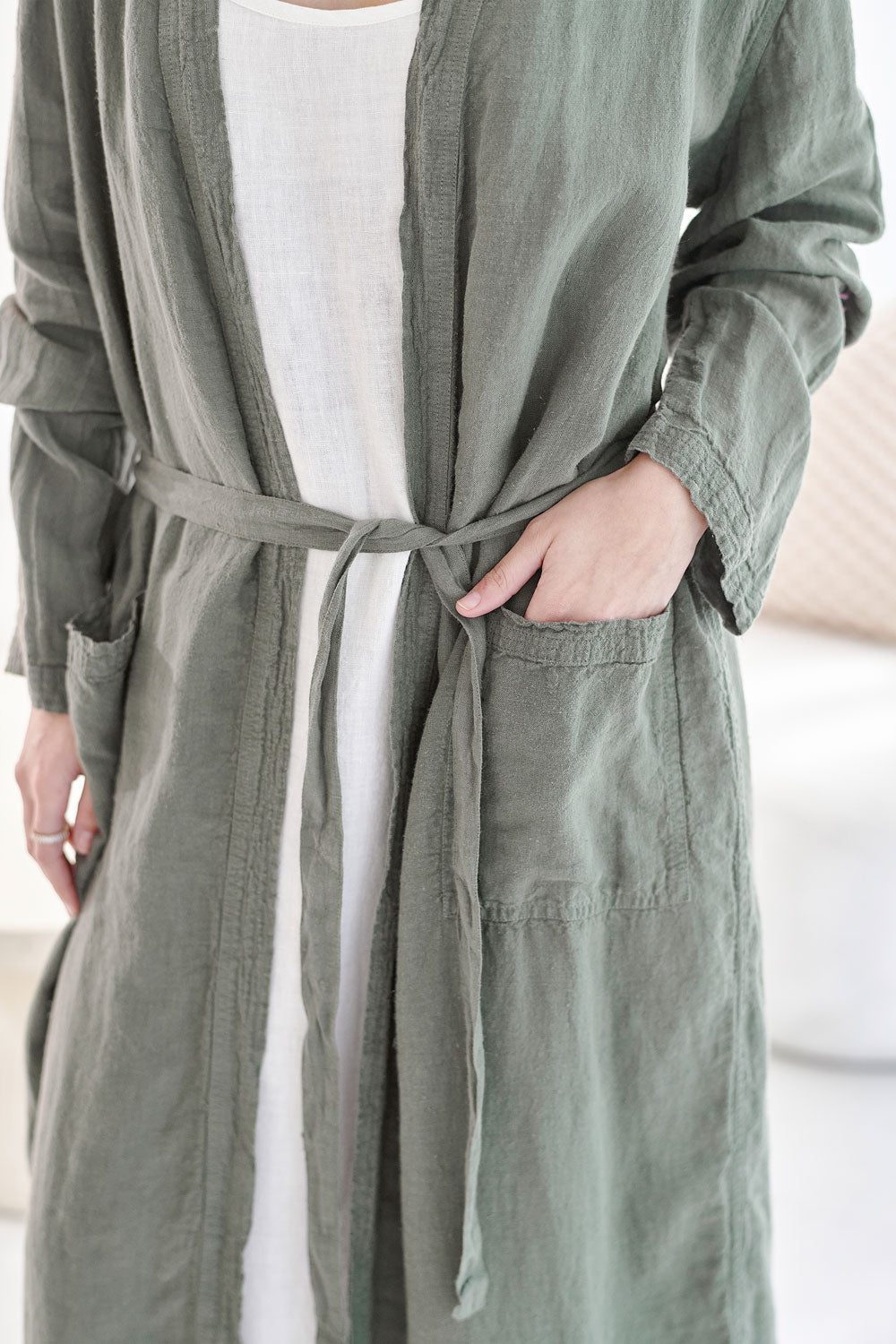 Fundamental Linen Robe - Pistachio - Eadie Lifestyle