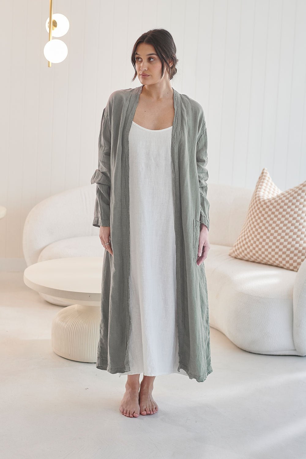 Fundamental Linen Robe - Pistachio - Eadie Lifestyle
