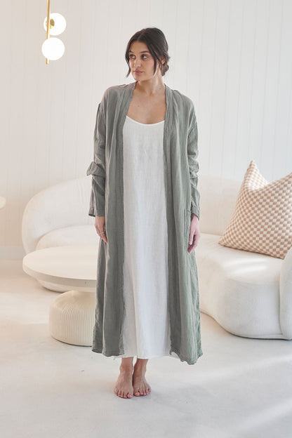 Fundamental Linen Robe - Pistachio - Eadie Lifestyle