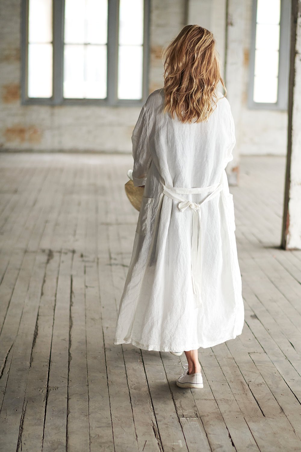 Fundamental Linen Robe - White - Eadie Lifestyle