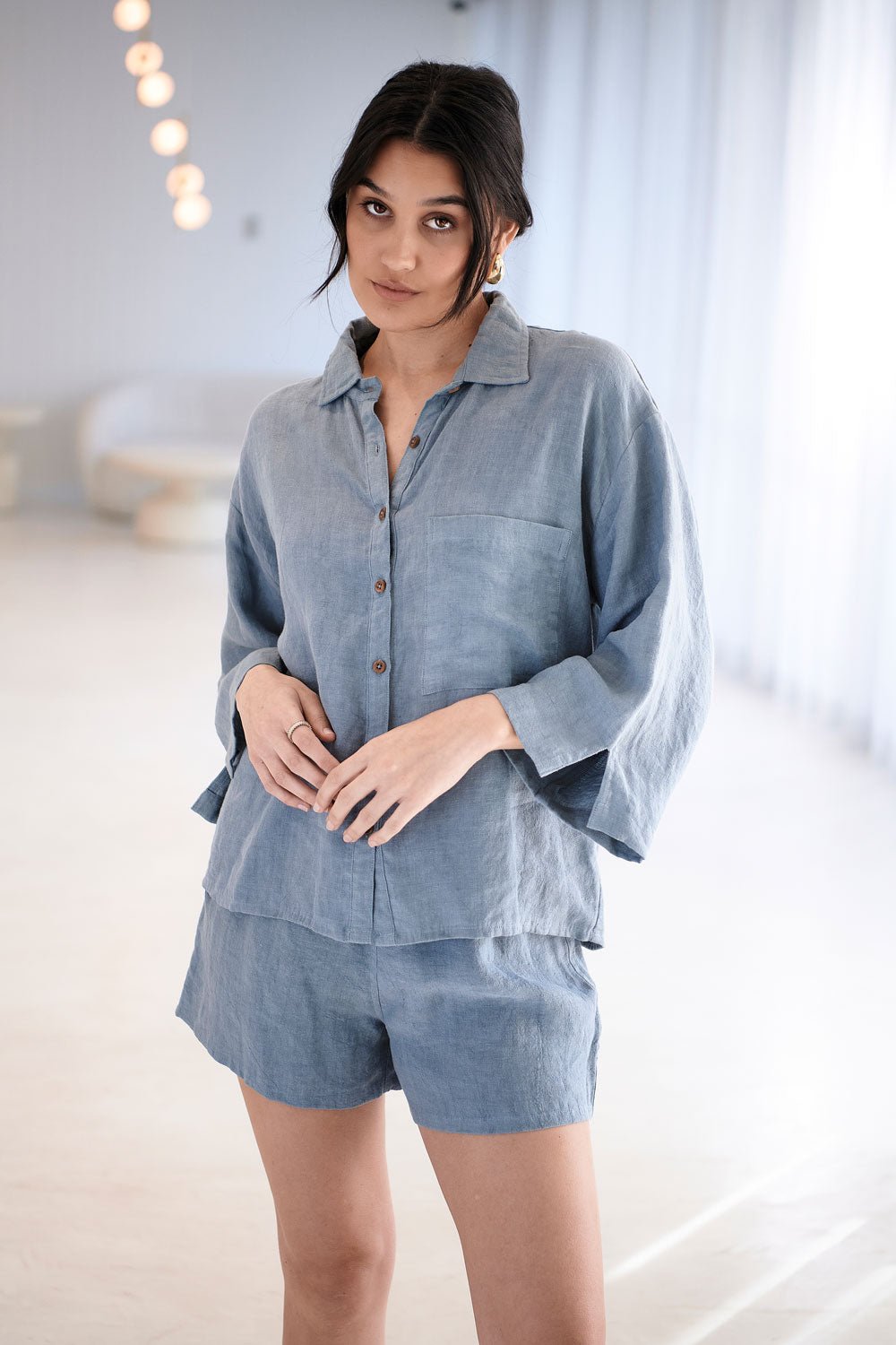 Fundamental Linen Shirt - Blue - Eadie Lifestyle