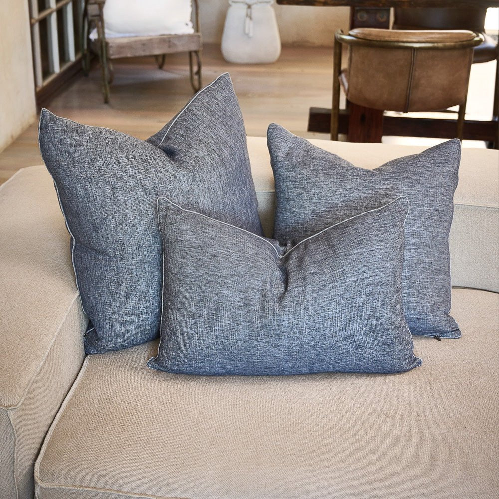 Halcyon Linen Cushion - Ink - Eadie Lifestyle