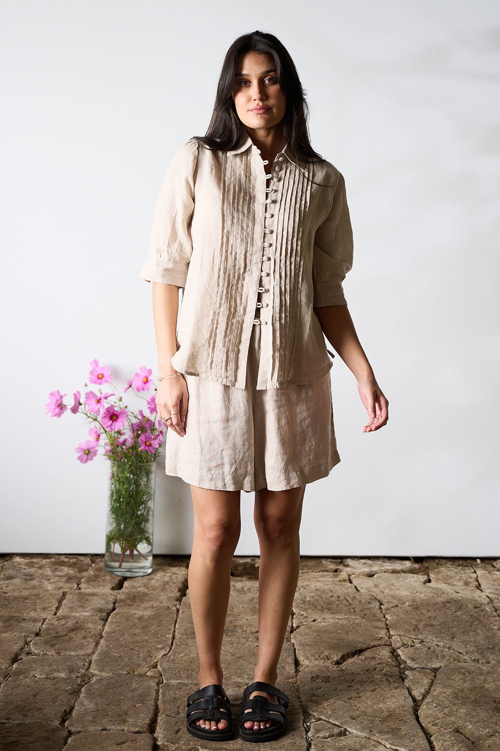 Lidia Linen Blouse - Natural - Eadie Lifestyle