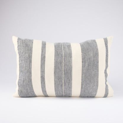 Lido Linen Cushion - White/Navy - Eadie Lifestyle