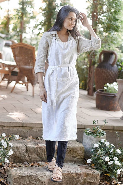 Linen Apron - White - Eadie Lifestyle
