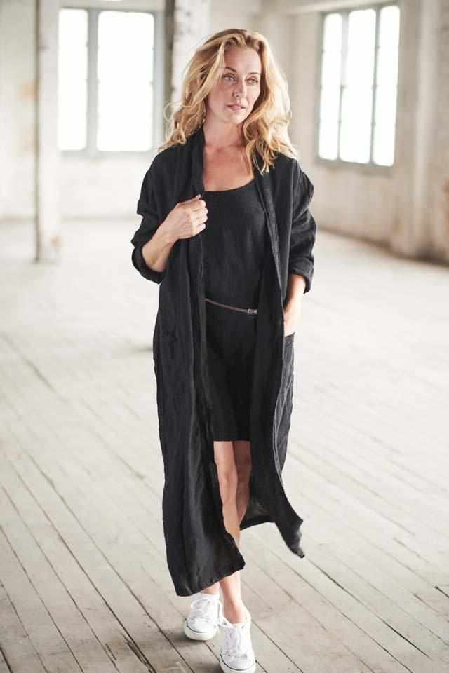 Linen Robe - Black - Eadie Lifestyle