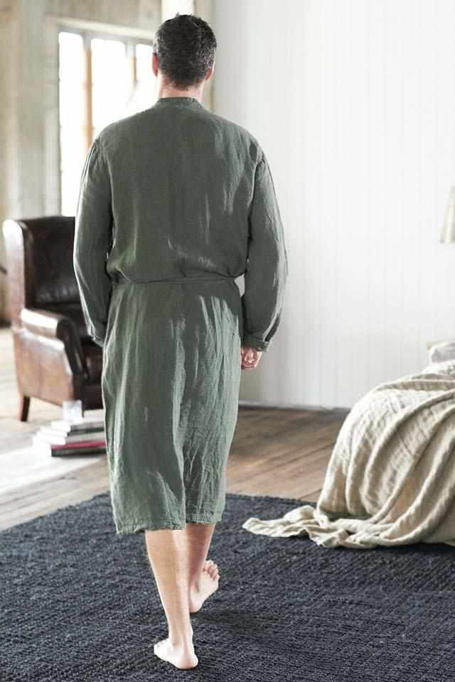 Linen Robe - Khaki - Eadie Lifestyle