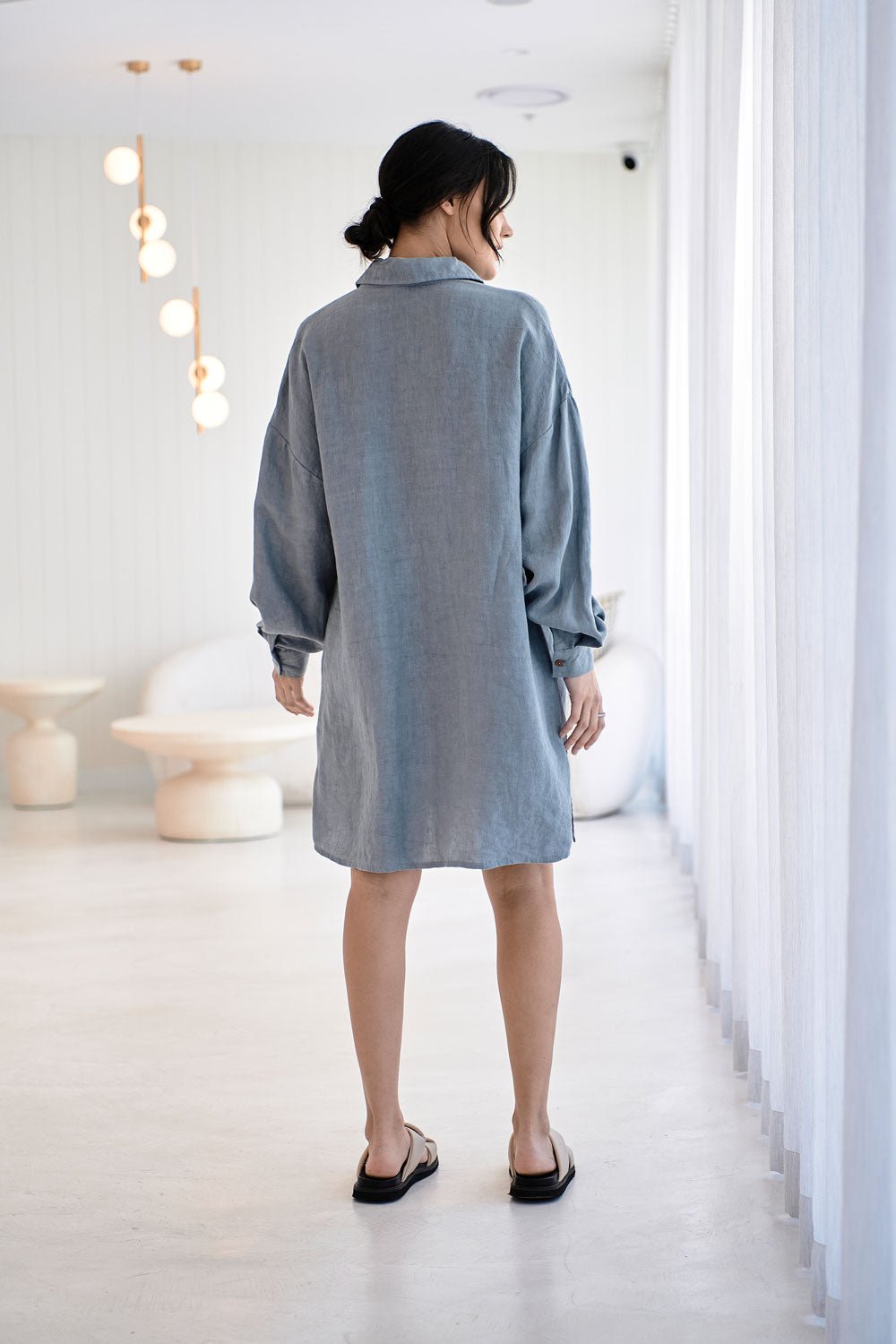 Linen Shift Dress - Blue - Eadie Lifestyle