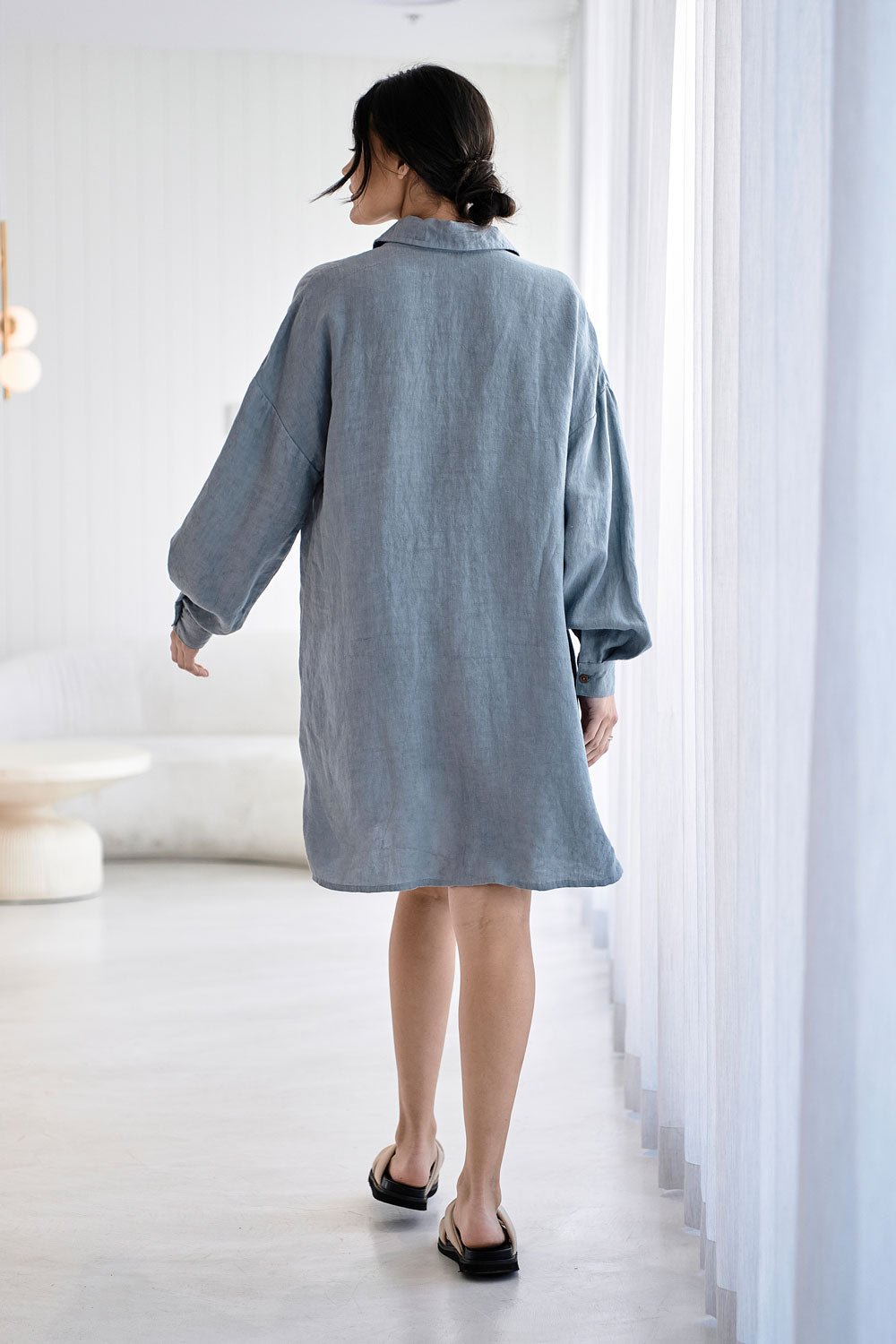 Linen Shift Dress - Blue - Eadie Lifestyle