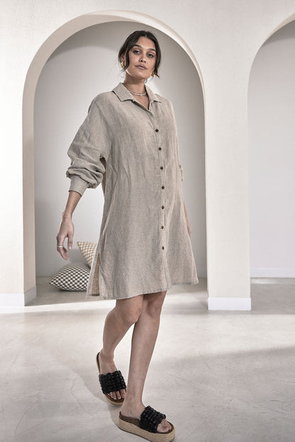 Linen Shift Dress - Natural  - Eadie Lifestyle